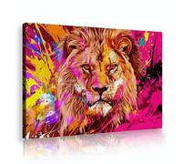 Éclaboussures de graffiti Art mural d’animaux Décoration murale du salon Œuvre abstraite colorée de lion Affiche encadrée de toile pop Street pour décoration intérieure75x110cm Cadre intérieur