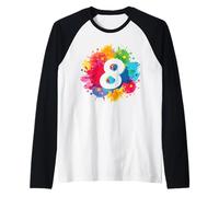 Éclaboussures de Peinture colorées pour 8e Anniversaire 8 Ans Filles garçons Manche Raglan