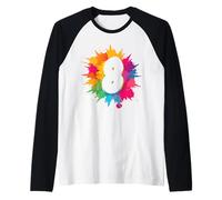 Éclaboussures de Peinture colorées pour 8e Anniversaire 8 Ans Filles garçons Manche Raglan