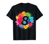 Éclaboussures de Peinture colorées pour 8e Anniversaire 8 Ans Filles garçons T-Shirt