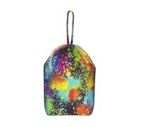 Éclaboussures de peinture néon arc-en-ciel， Sac à linge pliable à cordon de grande capacité pour vêtements sales, résistant et durable.