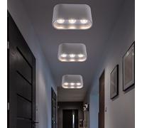 Plafonnier LED plafonnier lampe de couloir en saillie gris clair argent lampe de salon, 7W 421lm blanc chaud, L 10,5x 6,4 cm, lot de 3