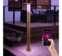Lampadaire, lampe d'extérieur, lampe de jardin, lampadaire, lampe de chemin, terrasse IP44, acier inoxydable aspect bois, contrôle par application, Smart RGB LED 10W 806Lm, DxH 12,7x110 cm