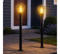 Éclairage Allée Chemin Jardin Außenstehlampe Grille Terrasses Noir 2er Set