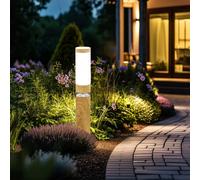 Lampadaire lampadaire extérieur lampadaire rond extérieur terrasses inox, aspect bois avec LED décorative, 1x E27, DxH 11,7 x 50 cm