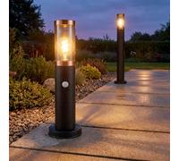 Éclairage Allée Chemin Lampe D'Extérieur Lampadaire Détecteur Bollard Inox Noir
