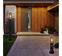 Éclairage Allée Chemin Lampe D'Extérieur Lampadaire Détecteur Bollard Inox Noir