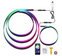 Éclairage ambiant pour voiture, éclairage intérieur LED 2 en 1 de 110 cm + 35 cm, 168 LED RGB avec 220 modes dynamiques, éclairage d'ambiance USB pour voiture compatible avec le contrôle Bluetooth