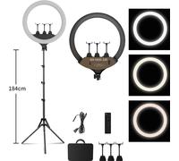 Eclairage annulaire, luminosité réglable, température de couleur 6500K ,184 cm Kit de trépied