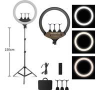 Eclairage annulaire, luminosité réglable, température de couleur 6500K ,set de trépied 150 cm