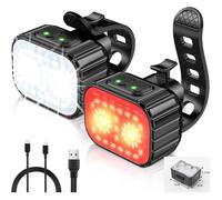 Éclairage avant et arrière pour vélo - 8 + 12 modes d'éclairage - Étanchéité IPX6 - Rechargeable par USB - Universel