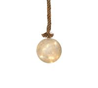 Éclairage boule LED de 15 cm, sur une corde de 95 cm avec minuterie, verre blanc