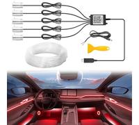 Éclairage d'ambiance de voiture 5 en 1 - Bande LED RVB - 600 cm - Avec 16 millions de couleurs - Contrôle par application - Port USB - Synchronisation de la musique - Éclairage intérieur pour voiture