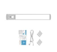 Éclairage d'armoire LED 32 cm avec capteurs de mouvement, 3 options de couleur et 66 LED rechargeables, transducteur humain, ruban lumineux avec variateur automatique