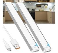 Éclairage d'armoire sous meuble de cuisine - Lumière LED - Détecteur de mouvement - Batterie - Éclairage sous meuble - Barre lumineuse intérieure sans fil - Lampe sous meuble - Rechargeable par USB
