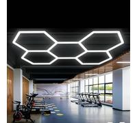 Éclairage De Garage LED Hexagonal, Plafonnier LED Nid D'abeille,Lampe De Garage Hexagonale,1 À 8 Trous Au Choix, Adaptés Aux Garages, Lave-Autos, Salles De Fitness Ou Centres Commerciaux,etc-5 holes A