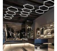 Éclairage De Garage LED Hexagonal, Plafonnier LED Nid D'abeille,Lampe De Garage Hexagonale,1 À 8 Trous Au Choix, Adaptés Aux Garages, Lave-Autos, Salles De Fitness Ou Centres Commerciaux,etc-4 holes B