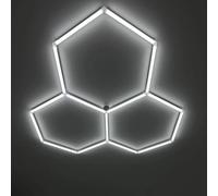 Éclairage De Garage LED Hexagonal, Plafonnier LED Nid D'abeille,Lampe De Garage Hexagonale,1 À 8 Trous Au Choix, Adaptés Aux Garages, Lave-Autos, Salles De Fitness Ou Centres Commerciaux,etc-3 holes A