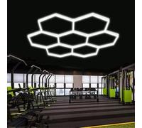 Éclairage De Garage LED Hexagonal, Plafonnier LED Nid D'abeille,Lampe De Garage Hexagonale,1 À 8 Trous Au Choix, Adaptés Aux Garages, Lave-Autos, Salles De Fitness Ou Centres Commerciaux,etc-7 holes B