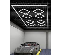 Éclairage de garage LED ultra-lumineux, 6 500 K, forme hexagonale en nid d'abeille, éclairage d'atelier pour l'esthétique automobile, le garage, le sous-sol et la salle de sport 8