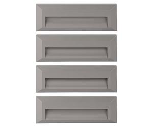 Eclairage de marche extérieur éclairage d'escalier de jardin terrasse, gris, LED 3W 110Lm blanc neutre, LxHxP 23x8x2,8 cm, lot de 4