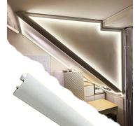 Éclairage de Moulure de Couronne Éclairage Moulure Corniche Aluminium Diffusion Vers Haut Le Bas, Kit Cache Éclairage Indirect Noir Blanc, Diffuseur Bande Lumineuse Finition Plafond(White,2pcs)