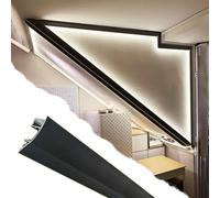 Éclairage de Moulure de Couronne Éclairage Moulure Corniche Aluminium Diffusion Vers Haut Le Bas, Kit Cache Éclairage Indirect Noir Blanc, Diffuseur Bande Lumineuse Finition Plafond(Black,10pcs)