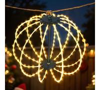 Éclairage de Noël - Boule lumineuse d'extérieur - Boule LED suspendue - 30 cm - 144 LED - 8 modes - Étanche IP44 - Boule pliable - Décoration de Noël solaire - Fonctionne avec piles - Pour jardin et