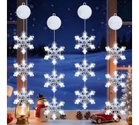Éclairage de Noël pour fenêtre intérieure - Flocon de neige éclairé avec piles, 4 LED à suspendre, lumières de Noël pour décoration d'intérieur