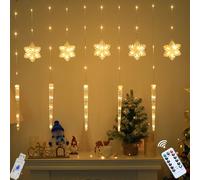 Éclairage de Noël pour fenêtre - Rideau lumineux intérieur - 3 m - Guirlande lumineuse LED - Flocons de neige - Rideau lumineux d'intérieur - Décoration de Noël - Flocons de neige (B)