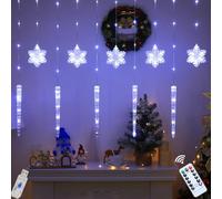 Éclairage de Noël pour fenêtre - Rideau lumineux intérieur - 3 m - Guirlande lumineuse LED - Flocons de neige - Rideau lumineux d'intérieur - Décoration de Noël - Flocons de neige (A)