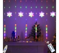Éclairage de Noël pour fenêtre - Rideau lumineux intérieur - 3 m - Guirlande lumineuse LED - Flocons de neige - Rideau lumineux d'intérieur - Décoration de Noël - Flocons de neige (C)