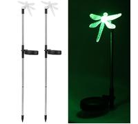 Éclairage de pelouse - SALALIS - Lampe de jardin libellule - Solaire - LED - Couleurs changeantes
