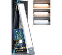 Éclairage de placard LED avec détecteur de mouvement 65 LED - Lumière d'armoire - Lampe de placard - 3 modes de couleur - Luminosité réglable - Bande LED - Batterie 2500 mAh - Rechargeable par USB