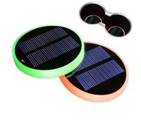 Éclairage de porte-gobelet à LED pour bouteilles - 1 paire de décoration intérieure rechargeable par USB solaire - Éclairage du porte-gobelet de voiture - Pour console de tableau de bord de véhicule