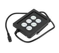 Éclairage de Remplissage 6 LEDs DC12V, IP66 Étanche, Support Réglable 8-90 Degrés, Coque Aluminium Noir - Dissipation Thermique Efficace, Usage Extérieur, Surveillance Sécurisé