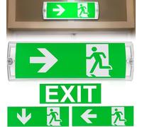 Éclairage De Secours LED À Lumière Continue, Lampe De Secours Avec Batterie De Secours Jusqu'À 3h, IP65 Panneau De Sortie De Secours Avec 4 Pictogrammes De Sortie De Secours Pour Montage Mural (B)