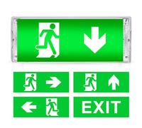 Éclairage de secours LED, éclairage de secours, éclairage de secours avec 5 pictogrammes de sortie de secours, éclairage continu LED, éclairage de secours avec batterie de secours 3 h, plaque de