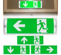 Éclairage de secours LED, IP65, lumière continue, lampe de secours LED, panneau de sortie de secours avec batterie de secours 3H, 4 pictogrammes de sortie de secours, 100 perles de lampe étanche