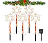 Éclairage de sentier solaire, 5 pièces, flocon de neige, lampe LED imperméable pour passages jardins, fêtes du Nouvel An hiver