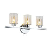 Éclairage de Vanité 3 Lumières, Lampe Miroir Avant, Luminaires de Salle Den Chromés Avec Abat-Jour En Verre, Applique Murale E27 Pour Armoire À Glace, Dressing Ou Salle de Toilette