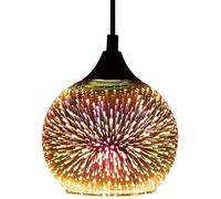 Éclairage d'éclairage 3D Fireworks, 20 cm / 7,9 Pouces Verre Ronde Penadnt Light Multicolor Island Moderne Plafond Lampe Suspendue, Chrome à l'heure de créative Fabriqué en Chine