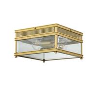 Éclairage D'Extérieur Laiton Verre B : 30cm IP44 2x E27 Carré Plafonnier