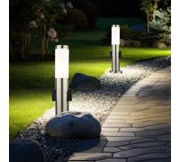 Éclairage D'Extérieur Lampadaire Allée Chemin Argent Inox 2x Prise Terrasses 2x