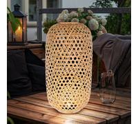 Lampe solaire en forme de panier, lampadaire en bambou, lampe d'extérieur, lanterne solaire, debout, LED blanc chaud, DxH 22,5x56,5 cm