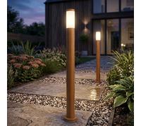 Éclairage D'Extérieur Lampadaire Luminaires de Jardin Inox E27 Optique Bois 2x