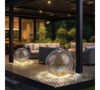 Éclairage D'Extérieur Lampe Boule Solaire LED Effet Antique Pointe Jardin 2x
