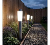 Éclairage D'Extérieur Lampe Solaire Bornes Lumineuses LED Inox Pointe 3er Set