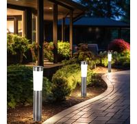 Lampe solaire en acier inoxydable Lampe d'extérieur Piquet de terre Lampe solaire enfichable Lampe de jardin, LED 0,06W, DxH 7,5x56 cm, set de 3 pièces