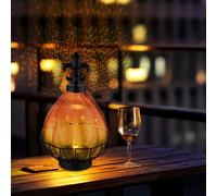 Lampe solaire d'extérieur, lampe solaire décorative, lampe de jardin, lampe de table, métal plastique verre orange jaune, 1x LED 0,06W 3000K blanc chaud, DxH 17x25 cm